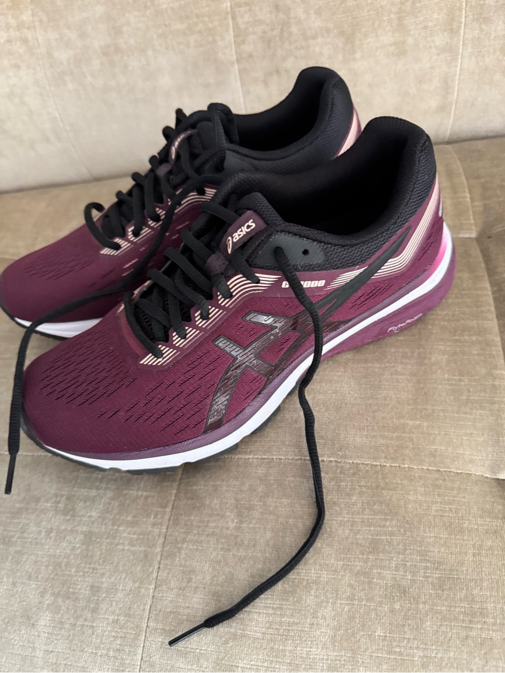 ASICS Women's Running Sneakers - Burgundy with Pink Accents